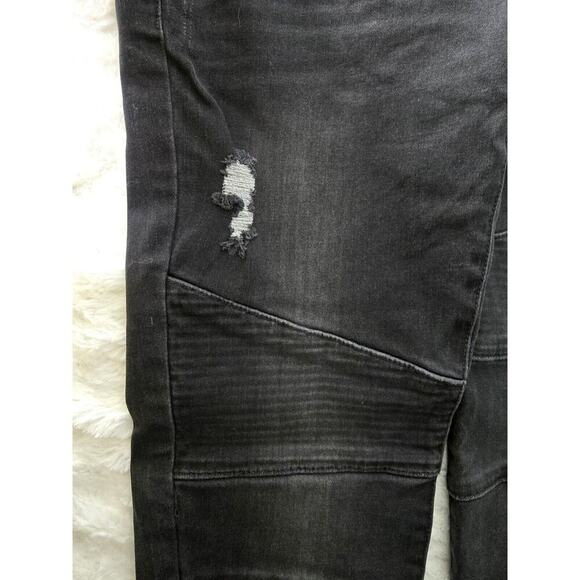 Kancan Wynne Moto Distressed Denim Stretch Black Jeans Size 11/29 Biker - Picture 12 of 13
